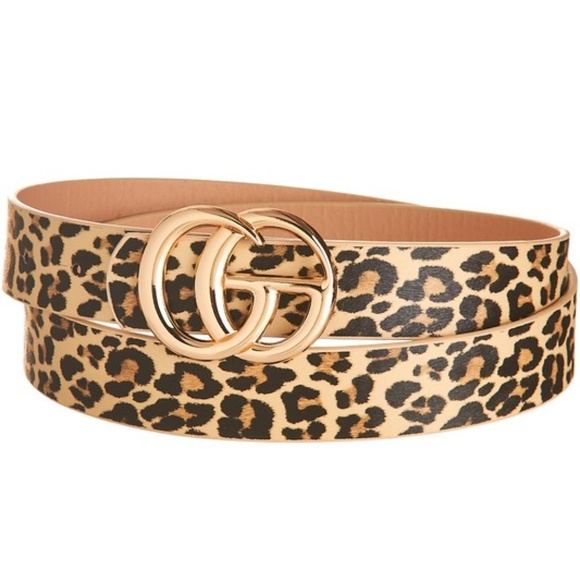 Tayzani Accessories - Leopard Print Belt Animal Pattern Gold Blogger NWT
